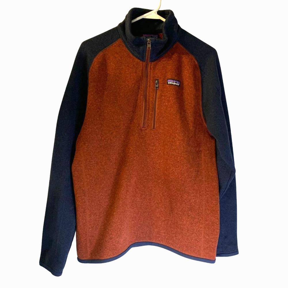 Patagonia Mens Better Sweater 1/4 Zip Fleece Size M Orange Gorpcore Hiking 25523